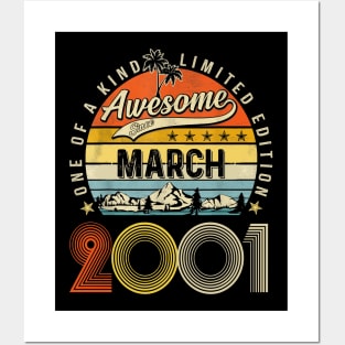 Awesome Since March 2001 Vintage 22nd Birthday Posters and Art